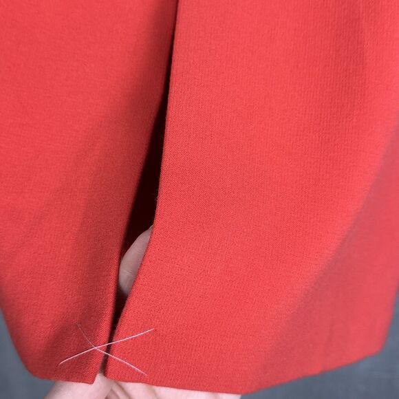 Ann Taylor Red Orange A-line Skirt Front Slit 12 Petite Double Weave New Career - Picture 5 of 11